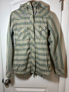 Nike Green Plaid Hooded Snowboarding Jacket